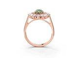Rose gold Fancy Green Marquise Cut Diamond Floral Double Halo Engagement Ring with Prong Setting_27
