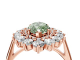 Rose gold Fancy Green Marquise Cut Diamond Floral Double Halo Engagement Ring with Prong Setting_28