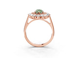 Rose gold Fancy Green Marquise Cut Diamond Floral Double Halo Engagement Ring with Prong Setting_99