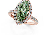 Rose gold Fancy Green Marquise  Cut Diamond Floral Halo Engagement Ring with Pavé Band and Prong Setting_38