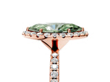 Rose gold Fancy Green Marquise  Cut Diamond Floral Halo Engagement Ring with Pavé Band and Prong Setting_42
