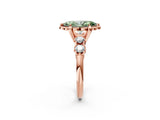 Rose gold Fancy Green Marquise  Cut Diamond Floral Halo Engagement Ring with Shared Prong Setting 3