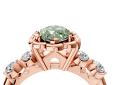 Rose gold Fancy Green Marquise  Cut Diamond Floral Halo Engagement Ring with Shared Prong Setting 5