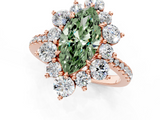 Rose gold Fancy Green Marquise  Cut Diamond Floral Halo Pave Band with Prong Setting_55