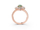 Rose gold Fancy Green Marquise  Cut Diamond Floral Halo Pave Band with Prong Setting_57