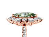 Rose gold Fancy Green Marquise  Cut Diamond Floral Halo Pave Band with Prong Setting_59