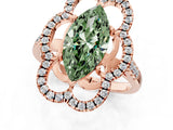 Rose gold Fancy Green Marquise Cut Diamond Floral Halo Split Shank Prong Setting Ring_25