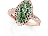 Rose gold Fancy Green Marquise Cut Diamond Halo Engagement Ring with Pavé Band and Prong Setting_28