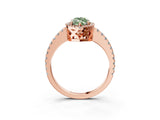 Rose gold Fancy Green Marquise Cut Diamond Halo Engagement Ring with Pavé Band and Prong Setting_30