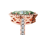 Rose gold Fancy Green Marquise Cut Diamond Halo Engagement Ring with Pavé Band and Prong Setting_32