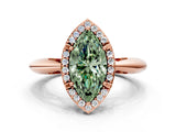 Rose gold Fancy Green Marquise  Cut Diamond Halo Engagement Ring with Split Shank and Four-Prong Setting_105
