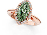 Rose gold Fancy Green Marquise  Cut Diamond Halo Engagement Ring with Split Shank and Four-Prong Setting_106