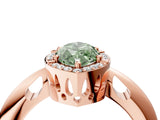 Rose gold Fancy Green Marquise  Cut Diamond Halo Engagement Ring with Split Shank and Four-Prong Setting_109