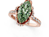 Rose gold Fancy Green Marquise Cut Diamond Halo Pave Band with Four-Prong Setting_4