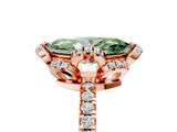 Rose gold Fancy Green Marquise Cut Diamond Halo Pave Band with Four-Prong Setting_8