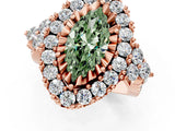 Rose gold Fancy Green Marquise Cut Diamond Halo Ring with Pavé Band and Four-Prong Setting_42