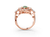 Rose gold Fancy Green Marquise Cut Diamond Halo Ring with Pavé Band and Four-Prong Setting_44