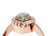 Rose gold Fancy Green Marquise Cut Diamond Halo Ring with Pavé Band and Prong Setting_4