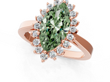 Rose gold Fancy Green Marquise  Cut Diamond Halo Ring with Round Brilliant Halo and Solitaire Band_105