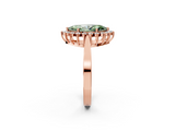 Rose gold Fancy Green Marquise  Cut Diamond Halo Ring with Round Brilliant Halo and Solitaire Band_106