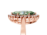 Rose gold Fancy Green Marquise  Cut Diamond Halo Ring with Round Brilliant Halo and Solitaire Band_109
