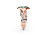 Rose gold Fancy Green Marquise Cut Diamond Halo Ring with Round Split Shank and Prong Setting_38