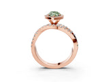 Rose gold Fancy Green Marquise Cut Diamond Halo Ring with Round Split Shank and Prong Setting_39