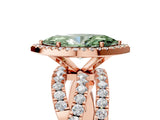 Rose gold Fancy Green Marquise Cut Diamond Halo Ring with Round Split Shank and Prong Setting_41
