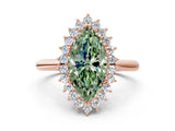 Rose gold Fancy Green Marquise  Cut Diamond Halo Ring with Solitaire Band and Prong Setting_52