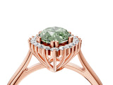 Rose gold Fancy Green Marquise  Cut Diamond Halo Ring with Solitaire Band and Prong Setting_56