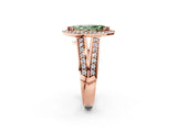 Rose gold Fancy Green Marquise Cut Diamond Halo Ring with Split Shank Pavé Band and Four-Prong Setting_2