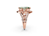 Rose gold Fancy Green Marquise Cut Diamond Halo Ring with Split Shank and Bezel Accents and Four-Prong Setting_2