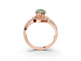 Rose gold Fancy Green Marquise Cut Diamond Halo Ring with Split Shank and Bezel Accents and Four-Prong Setting_3