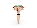 Rose gold Fancy Green Marquise Cut Diamond Halo Ring with Split Shank and Bezel Accents and Prong Setting_2
