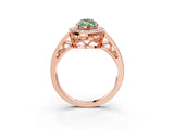 Rose gold Fancy Green Marquise Cut Diamond Halo Ring with Split Shank and Bezel Accents and Prong Setting_3