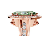 Rose gold Fancy Green Marquise Cut Diamond Halo Ring with Split Shank and Bezel Accents and Prong Setting_5