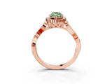 Rose gold Fancy Green Marquise Cut Diamond Halo Ring with Vintage Split Shank and Four-Prong Setting_40