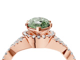 Rose gold Fancy Green Marquise Cut Diamond  Halo Twist Band Solitaire Prong Setting Ring_16