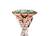 Rose gold Fancy Green Marquise Cut Diamond  Halo Twist Band Solitaire Prong Setting Ring_17