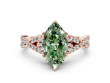 Rose gold Fancy Green Marquise Cut Diamond  Halo Twist Band Solitaire Prong Setting Ring_42