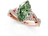 Rose gold Fancy Green Marquise Cut Diamond  Halo Twist Band Solitaire Prong Setting Ring_43