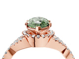 Rose gold Fancy Green Marquise Cut Diamond  Halo Twist Band Solitaire Prong Setting Ring_46