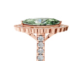 Rose gold Fancy Green Marquise  Cut Diamond Milgrain Floral Halo Engagement Ring with Pavé Band_20