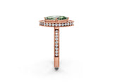 Rose gold Fancy Green Marquise Cut Diamond Milgrain Halo Engagement Ring with Round Pavé Band and Prong Setting_14