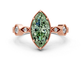 Rose gold Fancy Green Marquise  Cut Diamond Milgrain Marquise Band with Prong Setting_3
