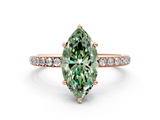 Rose gold Fancy Green Marquise  Cut Diamond Pavé Band Ring with Four-Prong Setting_24
