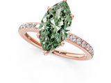Rose gold Fancy Green Marquise  Cut Diamond Pavé Band Ring with Four-Prong Setting_25