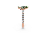 Rose gold Fancy Green Marquise Cut Diamond Pavé Band Solitaire Ring with Prong Setting_84