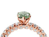 Rose gold Fancy Green Marquise Cut Diamond Pavé Band Solitaire Ring with Prong Setting_86