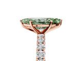 Rose gold Fancy Green Marquise Cut Diamond Pavé Band Solitaire Ring with Prong Setting_87